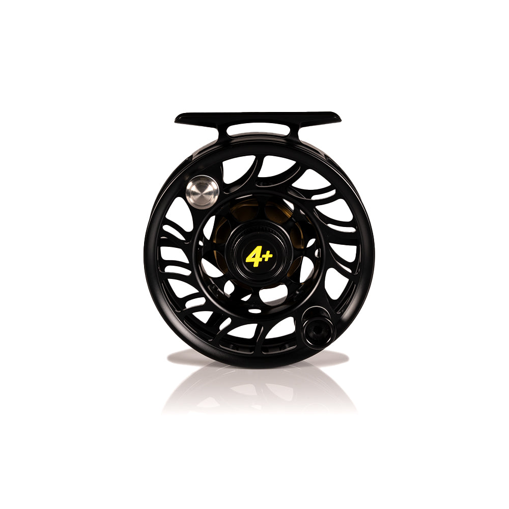 black and yellow fishing reel Hatch Custom Bat Reel Iconic Large Arbor Fly Reel 4 Plus