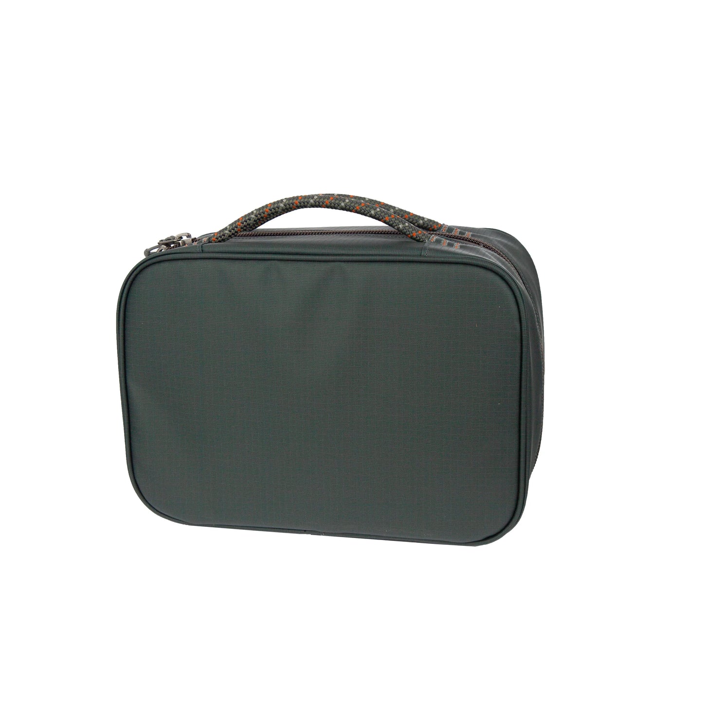 Back view of the Fishpond Backwater Fly Tying Kit showing solid green panel and carry handle
