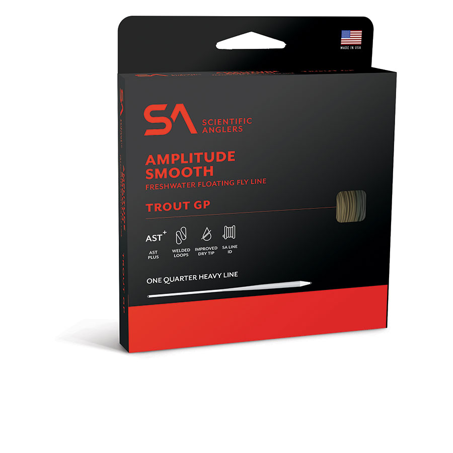 Scientific Anglers Amplitude Smooth Trout GP freshwater floating fly line packaging designed for smooth casting and versatile trout fishing performance