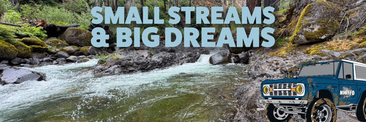 Angler fly fishing a small stream in the Pacific Northwest