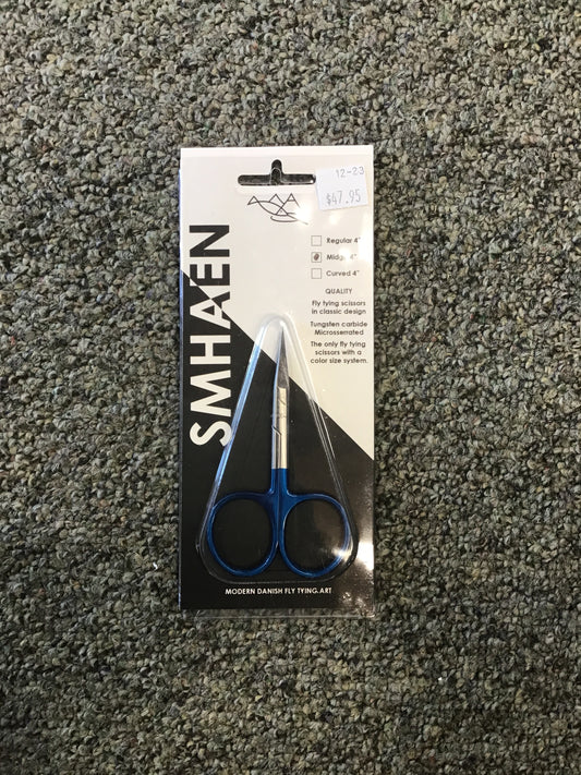 Hareline Smhaen Tungsten Carbide 4” Blue Midge Straight Scissors