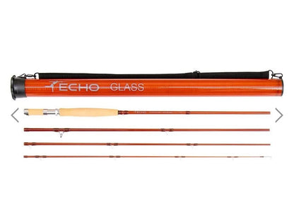 all four sections with the carrying tube of the echo river glass fly rod