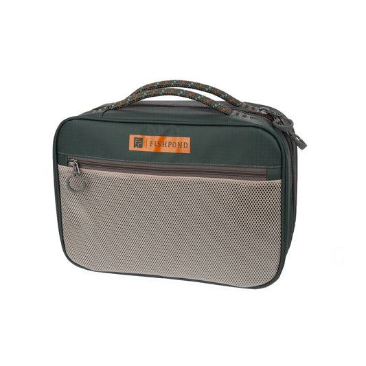 Front view of the Fishpond Backwater Fly Tying Kit with zip mesh pocket and Fishpond logo patch