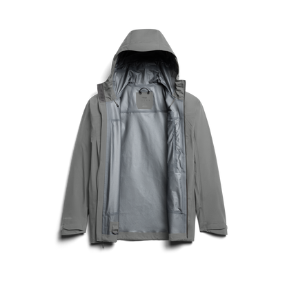 Inside view of Sitka Stormfront GTX Jacket showing internal pockets and mesh lining